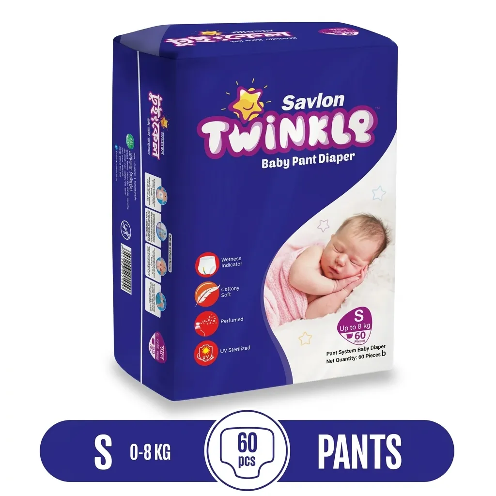 SAVLON TWINKLE BABY PANT DIAPER SMALL – 60 PIECES